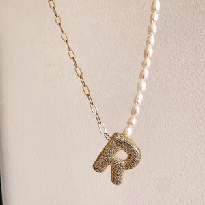 14K GOLD FILLED Bubble Letter Necklace with Combo Chain